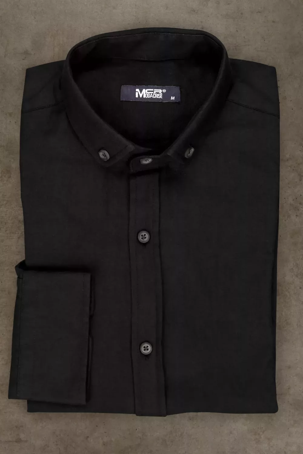 Рубашка матово-черная приталенная Каталог