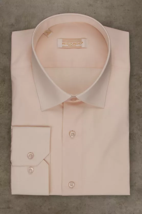 Рубашка цвет «пудра», приталенная 100% cotton Каталог