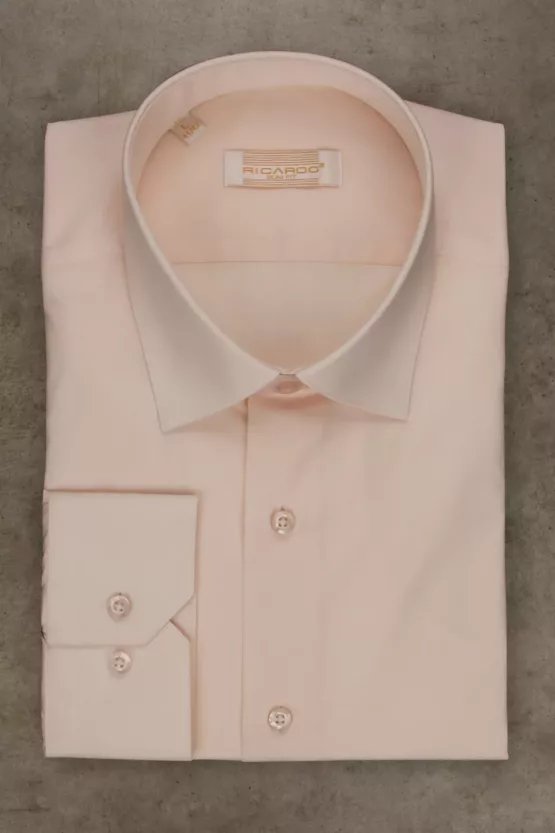 Рубашка цвет «пудра», приталенная 100% cotton Каталог