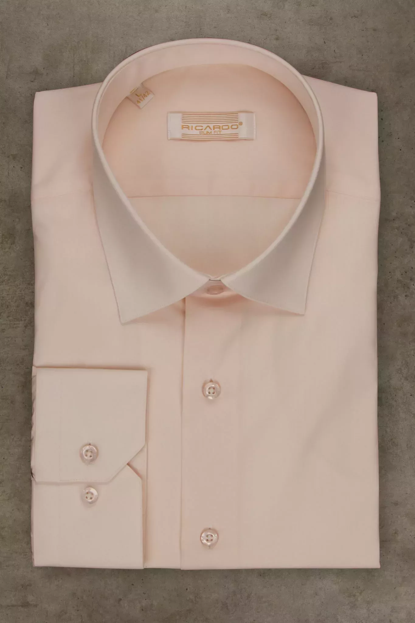 Рубашка цвет «пудра», приталенная 100% cotton Каталог