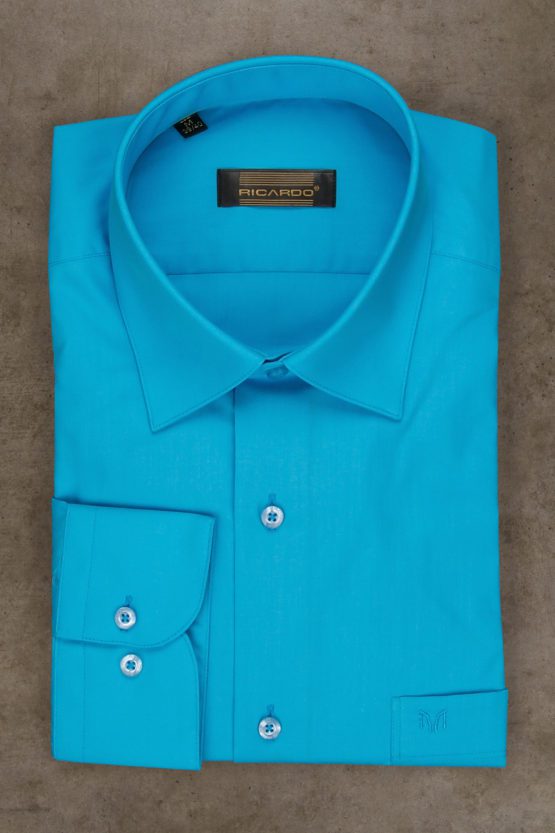 Рубашка бирюзового цвета, фасон классический Рубашки