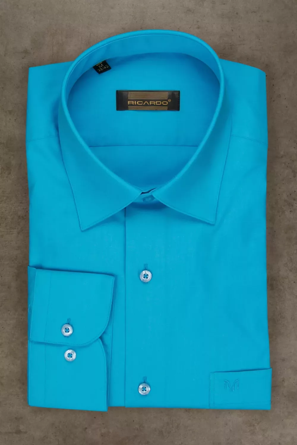 Рубашка бирюзового цвета, фасон классический Каталог