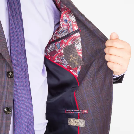 Костюм-двойка темно-бордового цвета в клетку Каталог