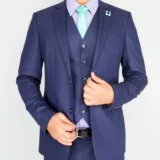 Костюм-тройка, синего цвета ткань с перфорацией Каталог