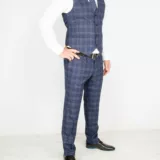 Костюм-тройка синего цвета в невыраженную серую клетку Каталог