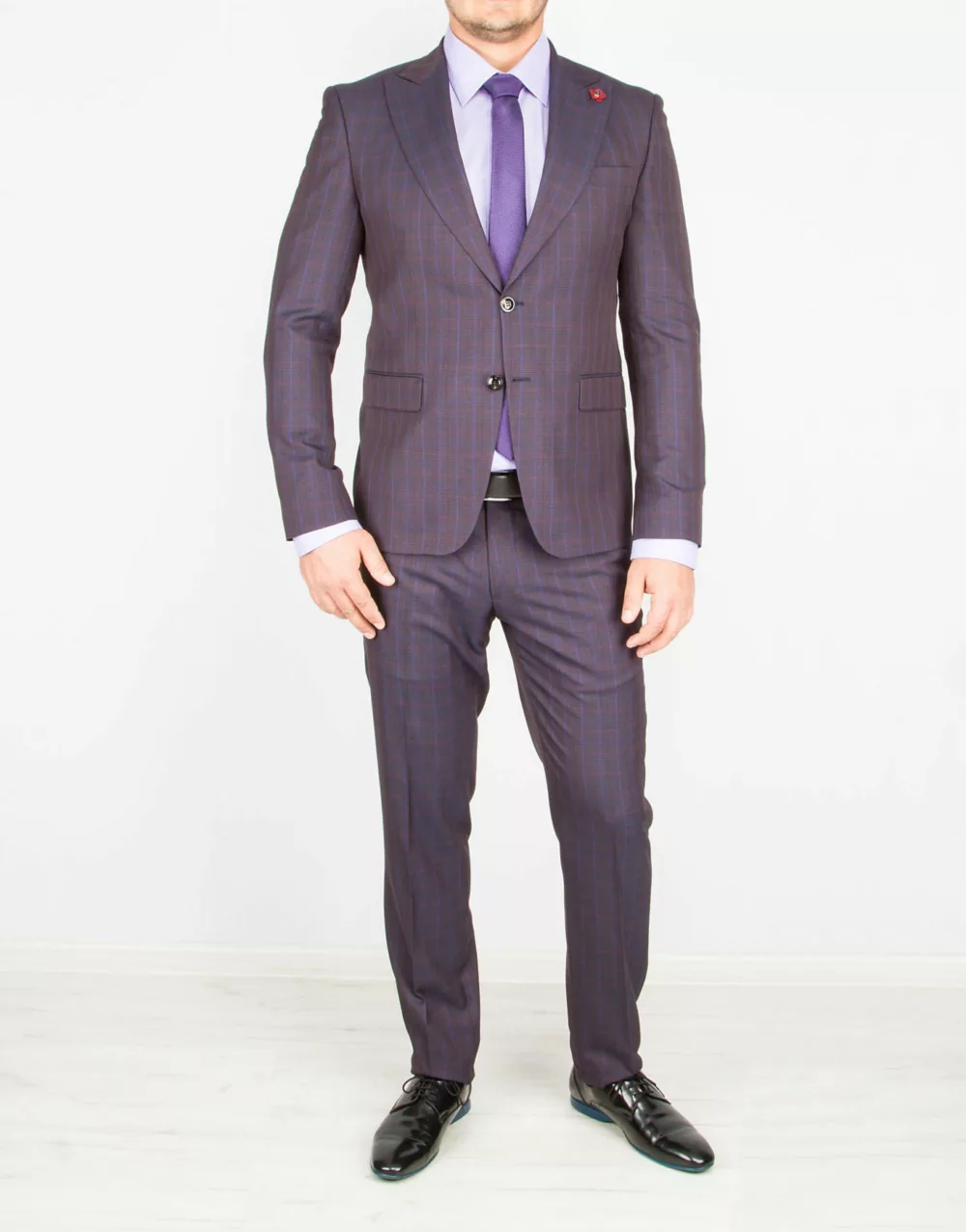 5 Костюм-двойка темно-бордового цвета в клетку Каталог