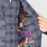 Костюм-тройка серого цвета в синюю крупную клетку Каталог