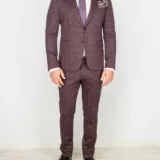 Костюм-двойка бордового цвета в серую скрытую клетку Каталог