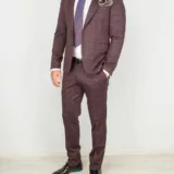 Костюм-двойка бордового цвета в серую скрытую клетку Каталог