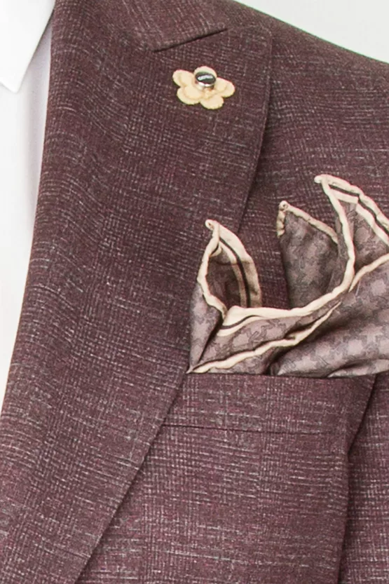 Костюм-двойка бордового цвета в серую скрытую клетку Каталог