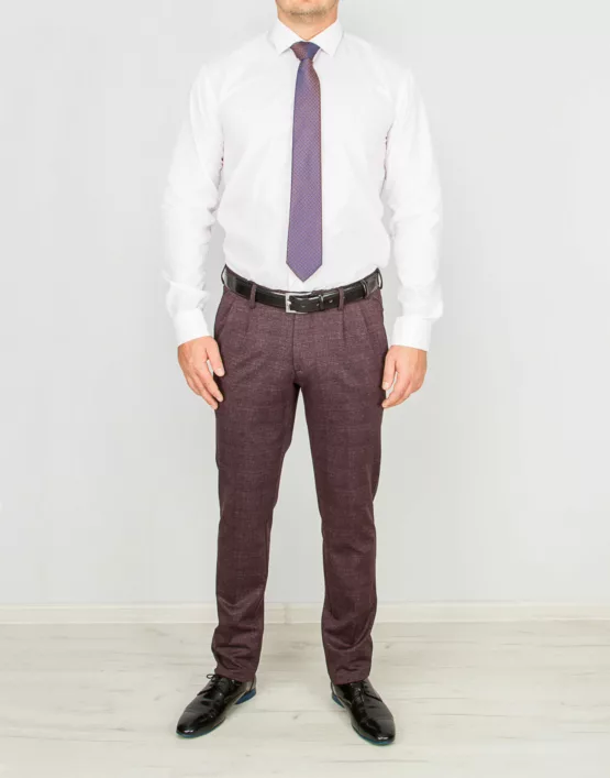 Костюм-двойка бордового цвета в серую скрытую клетку Каталог