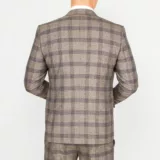 Костюм-тройка песочного цвета в фиолетовую клетку Каталог