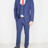 Костюм-тройка, приталенная модель синего цвета Каталог