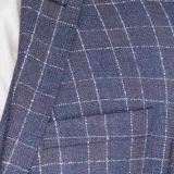 Костюм-тройка серо-голубого цвета в ярко-белую клетку Каталог