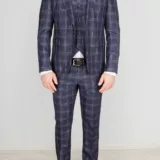 Костюм-тройка синего цвета в светлую клетку Каталог
