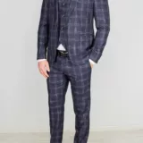 Костюм-тройка синего цвета в светлую клетку Каталог