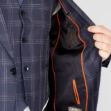 Костюм-тройка синего цвета в светлую клетку Каталог