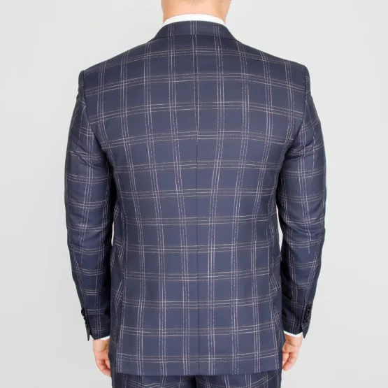 Костюм-тройка синего цвета в светлую клетку Каталог