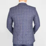 Костюм-тройка серо-голубого цвета в ярко-белую клетку Каталог