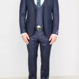 Костюм синего цвета в неяркую изумрудную клетку Каталог