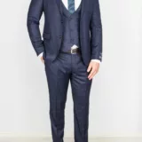 Костюм синего цвета в неяркую изумрудную клетку Каталог