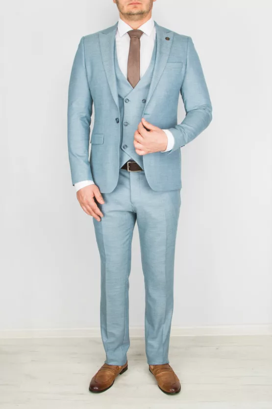 Костюм-тройка бирюзового цвета Каталог