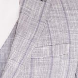 Костюм-тройка серого цвета в бледно-сиреневую клетку Вечерние мужские костюмы