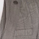 Костюм-тройка песочного цвета в тонкую клетку Брючные мужские костюмы