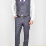 Серый костюм-тройка в клетку Брючные мужские костюмы