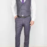 Серый костюм-тройка в клетку Брючные мужские костюмы