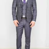 Серый костюм-тройка в клетку Брючные мужские костюмы