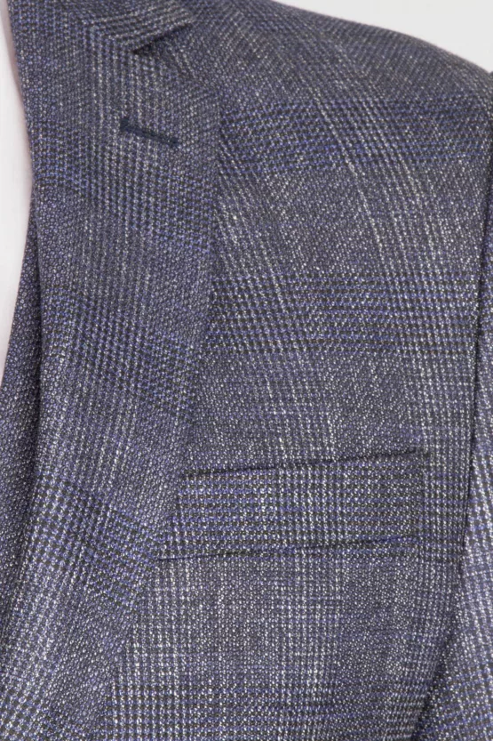 Серый костюм-тройка в клетку Брючные мужские костюмы