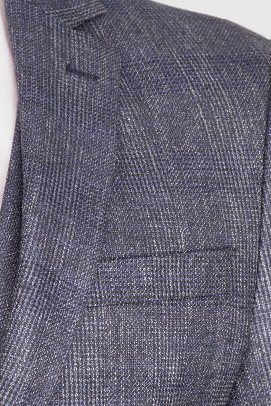 Серый костюм-тройка в клетку Брючные мужские костюмы