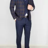 Костюм-тройка синего цвета комбинированная модель Брючные мужские костюмы