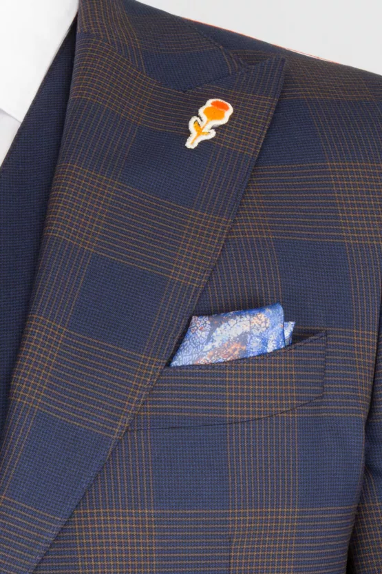 Костюм-тройка синего цвета комбинированная модель Брючные мужские костюмы