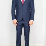 Костюм-двойка синего цвета ткань с перфорацией Брючные мужские костюмы