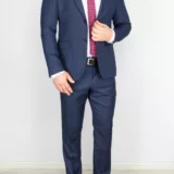 Костюм-двойка синего цвета ткань с перфорацией Брючные мужские костюмы