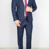 Костюм-двойка синего цвета ткань с перфорацией Брючные мужские костюмы