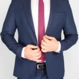 Костюм-двойка синего цвета ткань с перфорацией Брючные мужские костюмы