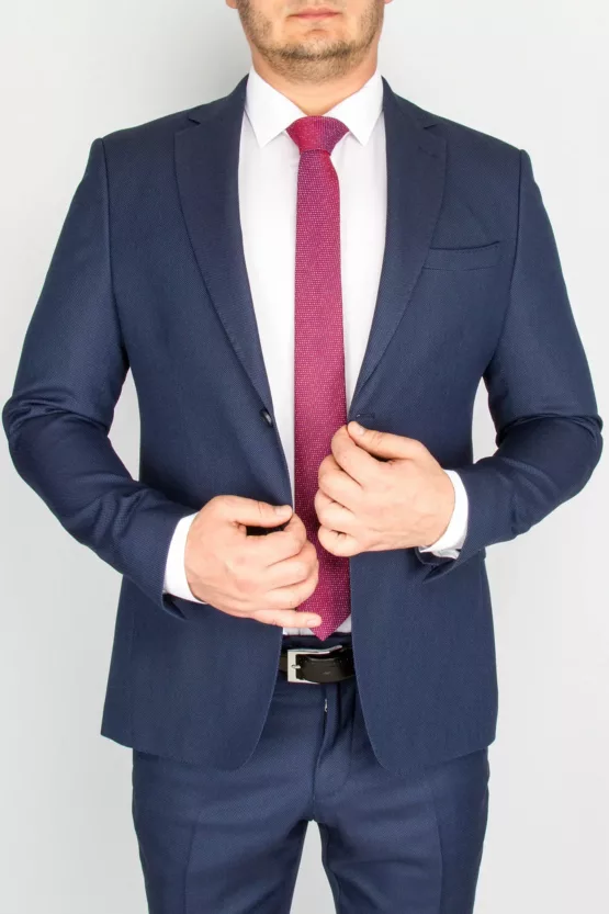 Костюм-двойка синего цвета ткань с перфорацией Брючные мужские костюмы