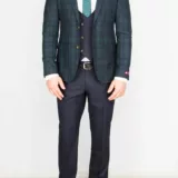 Костюм-тройка синего цвета в зеленую клетку Каталог