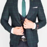Костюм-тройка синего цвета в зеленую клетку Каталог