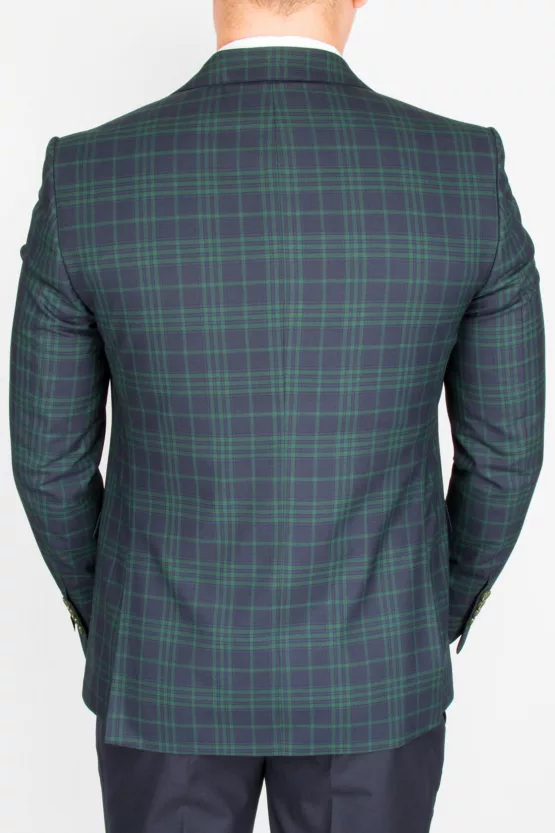 Костюм-тройка синего цвета в зеленую клетку Каталог