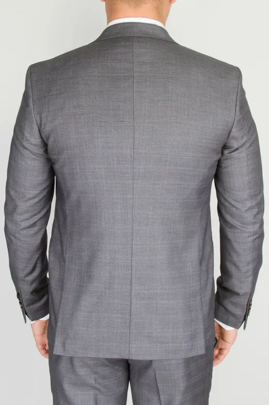 Костюм-тройка пепельно-серого цвета в неброскую клетку Брючные мужские костюмы