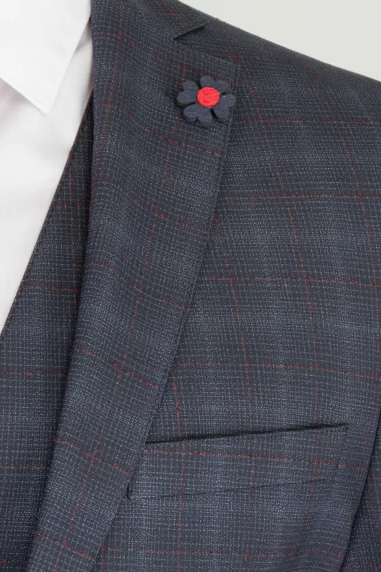 Костюм-тройка темно-синего цвета в бордовую клетку Каталог