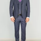 Приталенный костюм-тройка серого цвета Брючные мужские костюмы