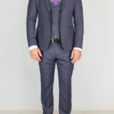 Приталенный костюм-тройка серого цвета Брючные мужские костюмы