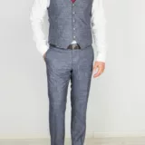 Костюм-тройка светло-серого цвета с клеточным пиджаком Каталог