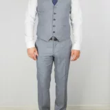 Костюм-тройка серого цвета с комбинированным клеточным пиджаком Каталог