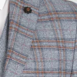 Костюм-тройка серого цвета с комбинированным клеточным пиджаком Каталог